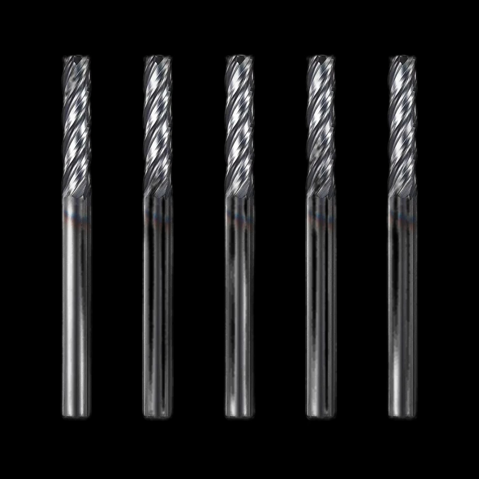 4FNC05, 1/4" Shank, End Mills CNC Router Bits, 4-Flute Flat Nose Milling, 5pcs