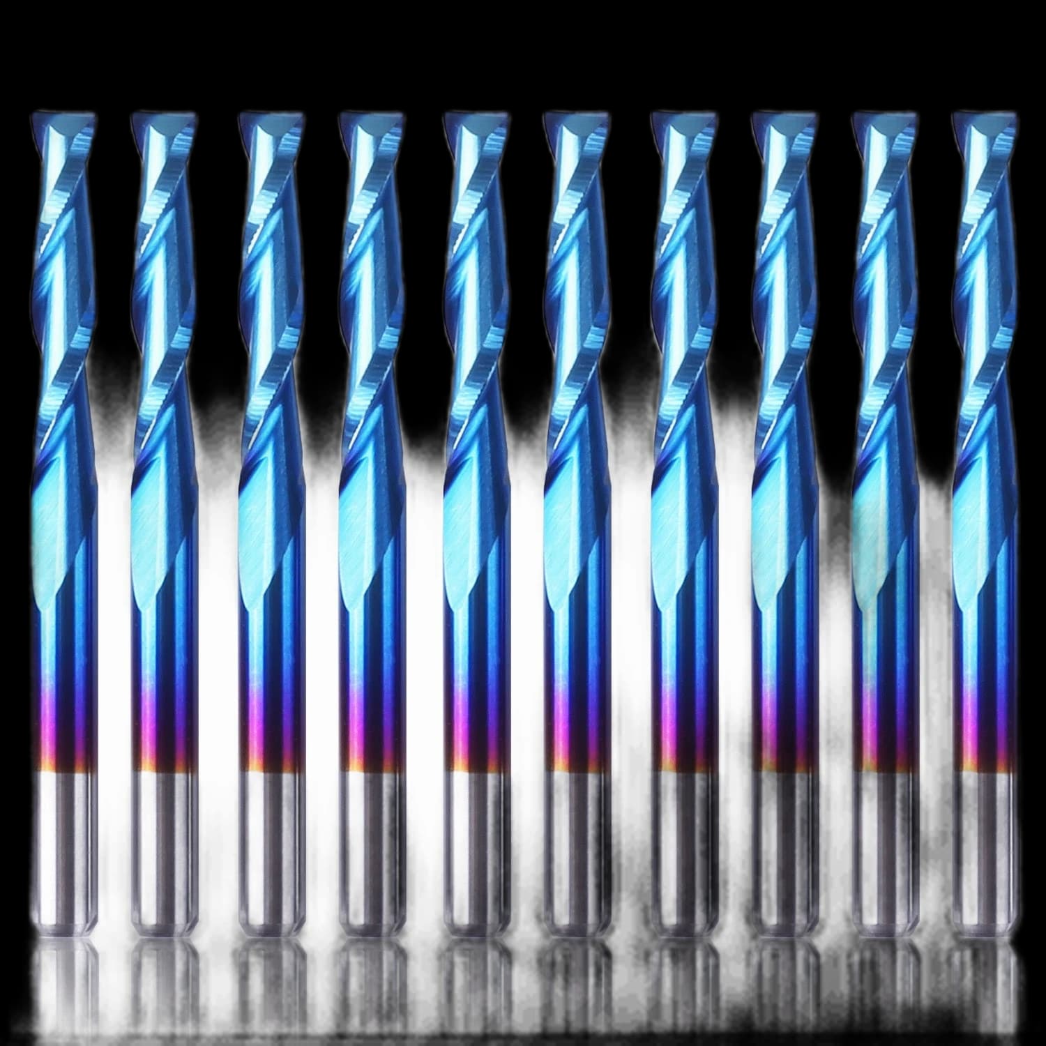 SF17, 1/8" Shank, Flat Nose, 2 Flute, Upcut, 3.175mm Cutting, 10 Pcs